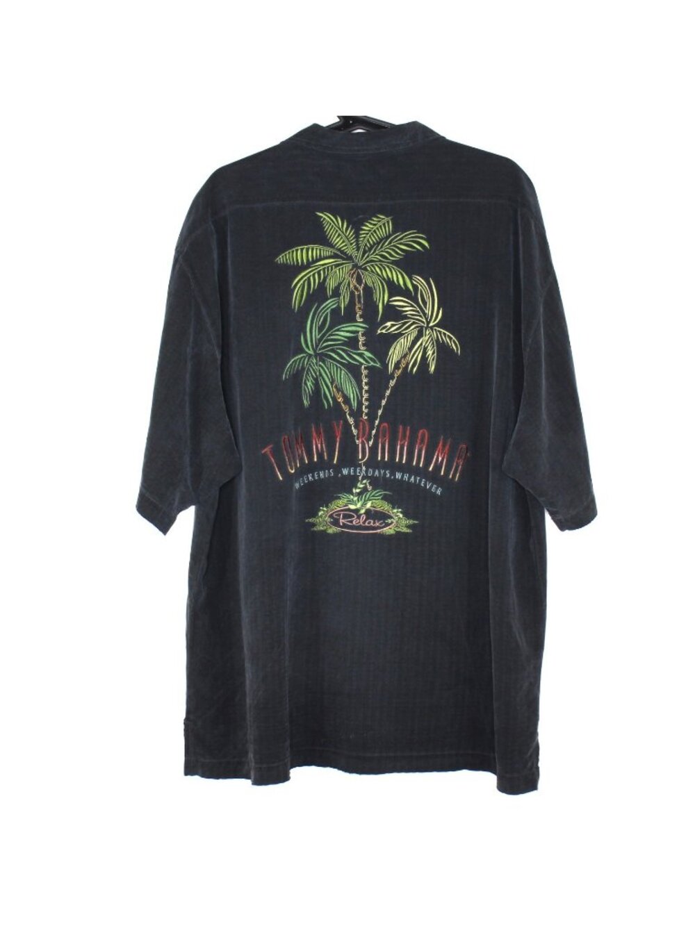 Tommy Bahama Mens XL Embroidered Open Collar Button Up Hawaiian Shirt F1360